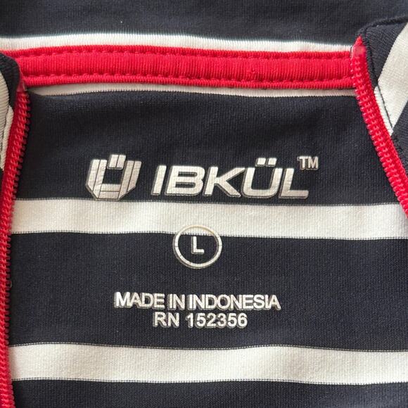 IBKUL Classic Key Long Sleeve black & white Mock Neck Zipper Top 50SPF LARGE - Picture 6 of 9